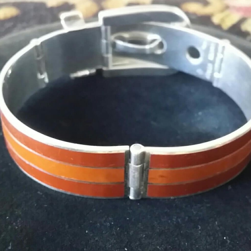 Gucci Vintg Sterling Enamel Buckle  Bracelet. - Picture 5 of 7